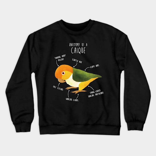 Anatomy of a White-Bellied Caique Crewneck Sweatshirt by Psitta